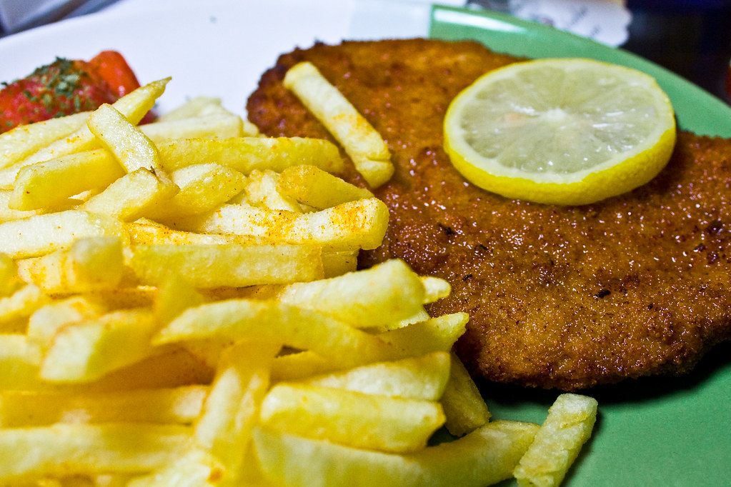 A photo of schnitzel