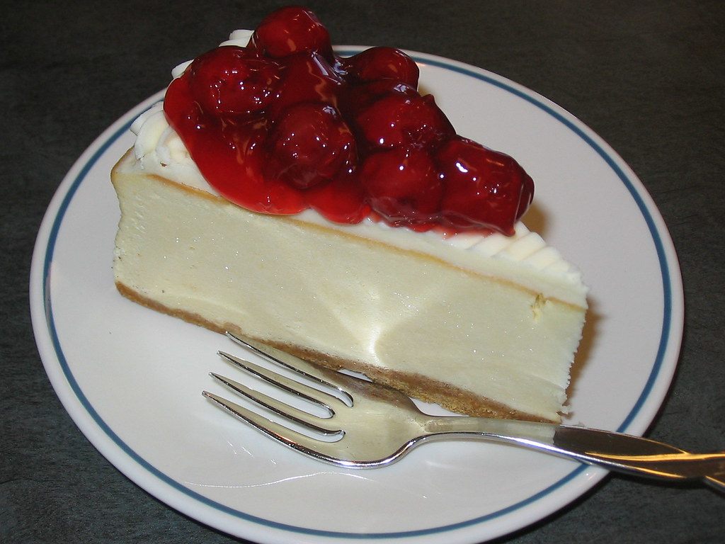 A photo of cherry cream cheese dessert