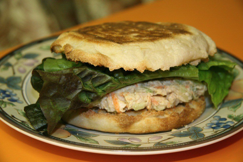 A photo of chicken salad sandwich
