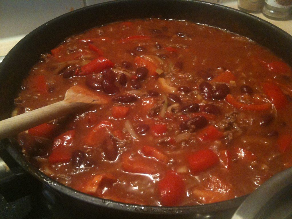 A photo of bowl of chili con carne