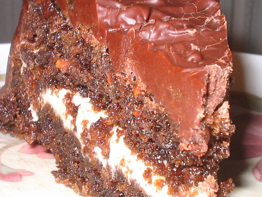 A photo of chocolate cake slice cream