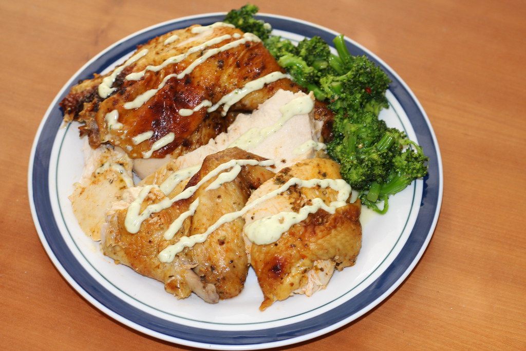 A photo of baked chicken breast dish