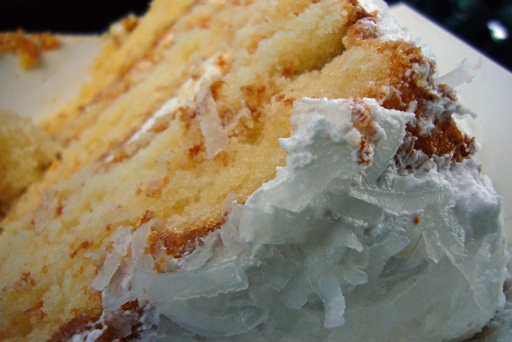 A photo of coconut cake