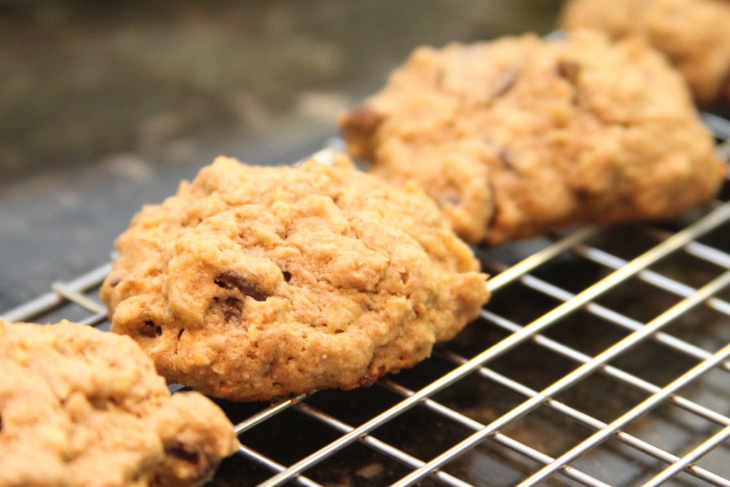 A photo of oatmeal chocolate chip cookies