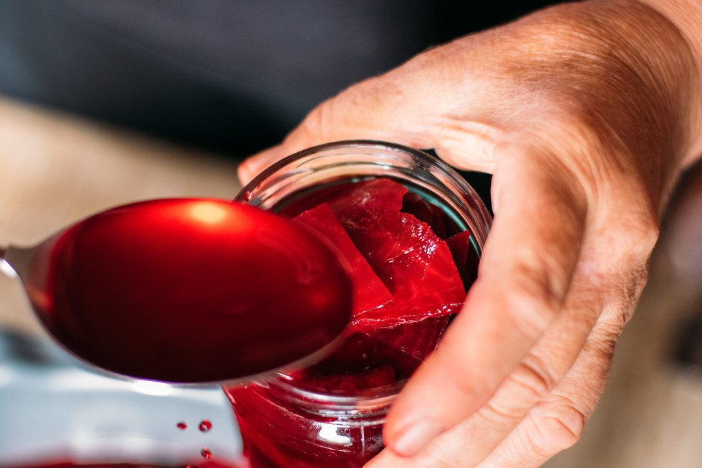 A photo of pickled beetroot