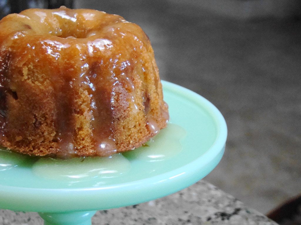 A photo of glazed bundt cake