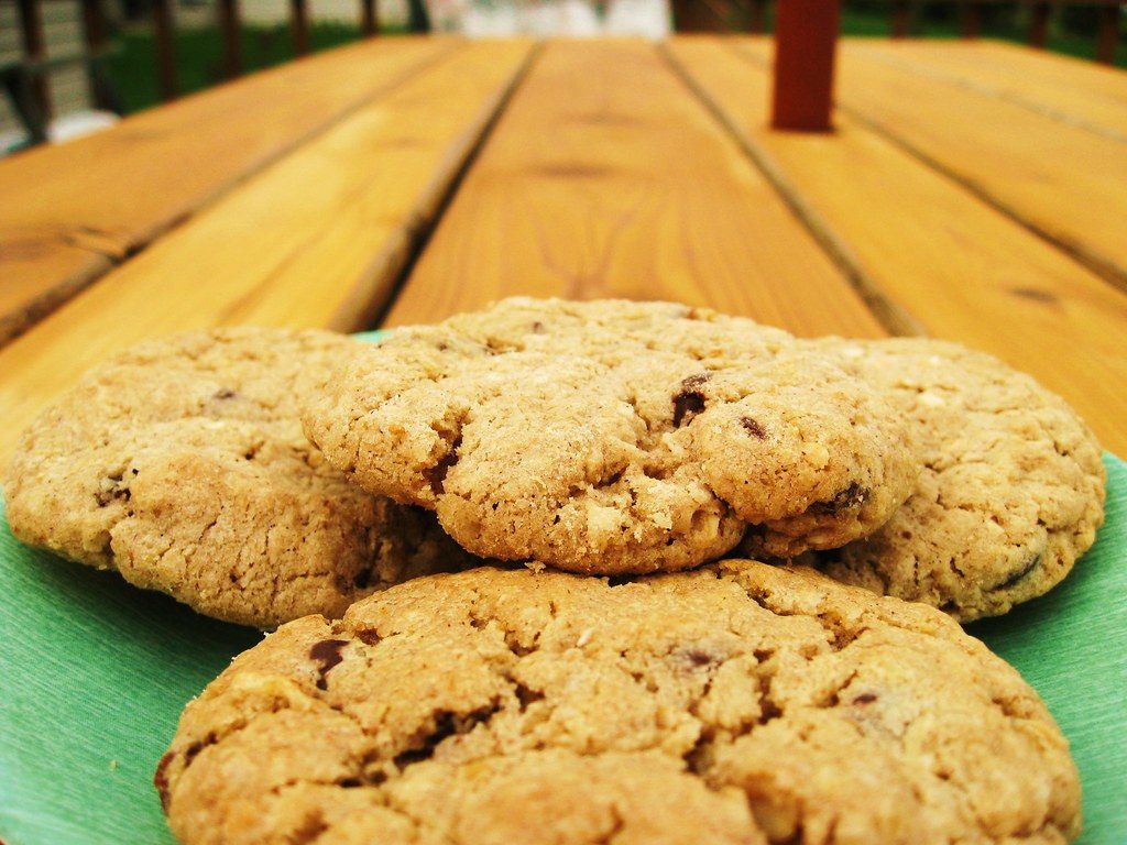 A pile of oatmeal cookies