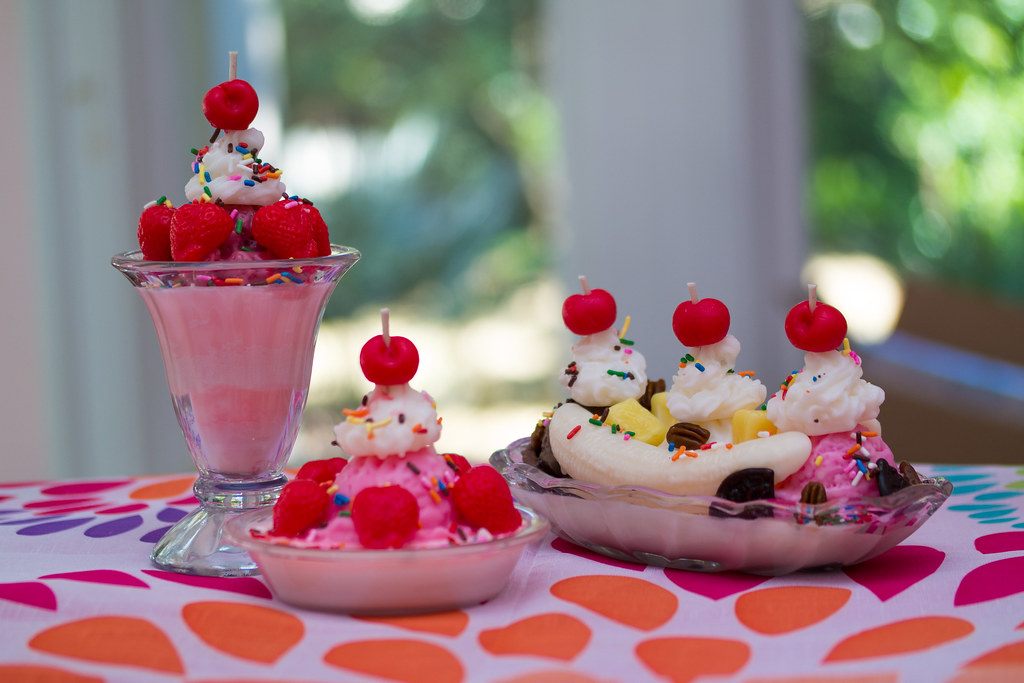 A photo of cherry whipped dessert