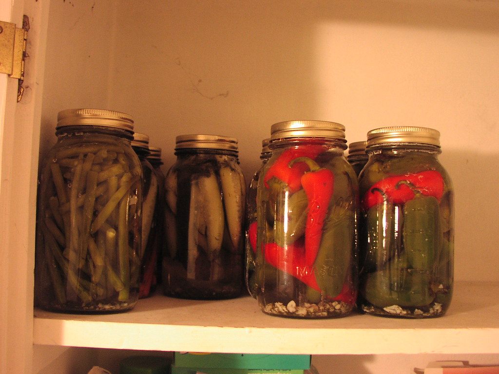 A photo of cucumber pickles jar